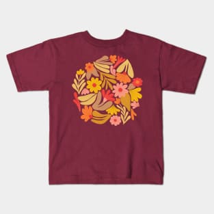 Bright happy flowers in brown and yellow Kids T-Shirt